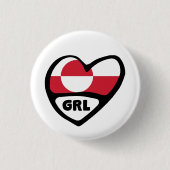 Groenland Landcode vlag Hoorpijp badge, GRL Ronde Button 3,2 Cm (Voorkant)