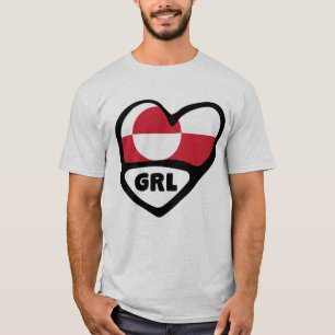 Groenland Landcode vlag Hoorpijp badge, GRL T-shirt