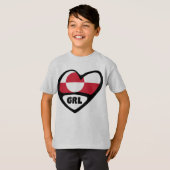 Groenland Landcode vlag Hoorpijp badge, GRL T-shirt (Voorkant volledig)
