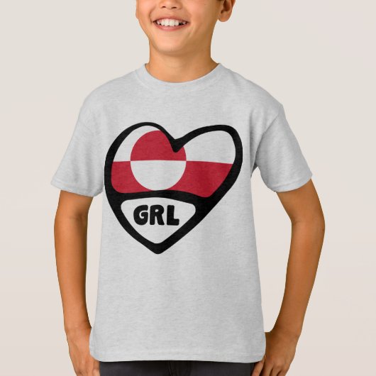 Groenland Landcode vlag Hoorpijp badge, GRL T-shirt (Voorkant)