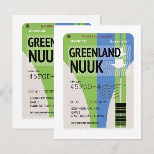 Groenland Nuuk reis ticket (Voorkant / Achterkant)