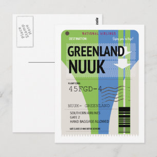 Groenland Nuuk reis ticket Briefkaart