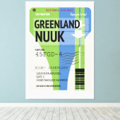 Groenland Nuuk reis ticket Canvas Afdruk (Insitu (Houten vloer))
