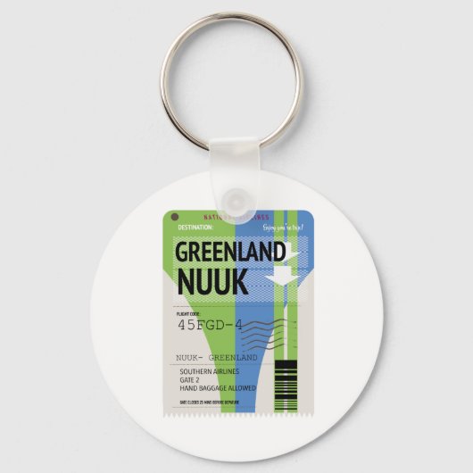 Groenland Nuuk reis ticket Sleutelhanger (Voorkant)