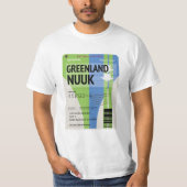Groenland Nuuk reis ticket T-shirt (Voorkant)