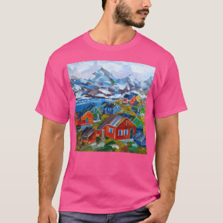 Groenland olieverfschilderij Natuur van Groenland T-shirt