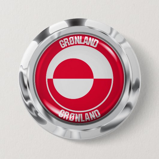 Groenland Ronde Embleem Button 7,6 Cm (Voorkant)