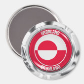 Groenland Ronde Embleem Magneet (Voorkant / Achterkant)