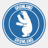 Groenland Ronde Embleem Ronde Sticker (Voorkant)