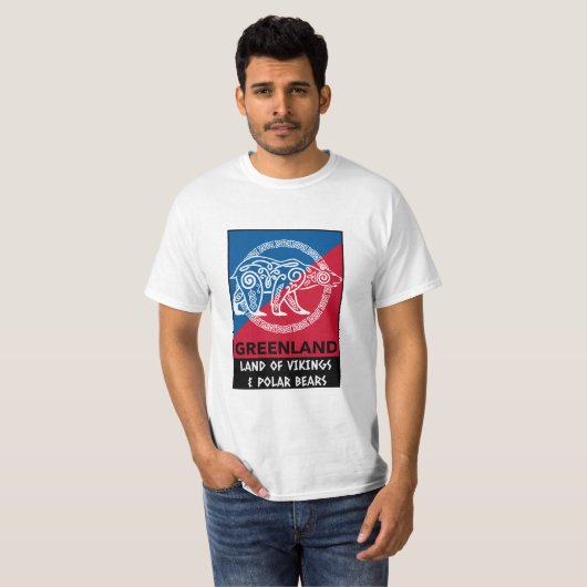Groenland Vikingland & Polar Beer Blauw Rood T-shirt (Voorkant volledig)
