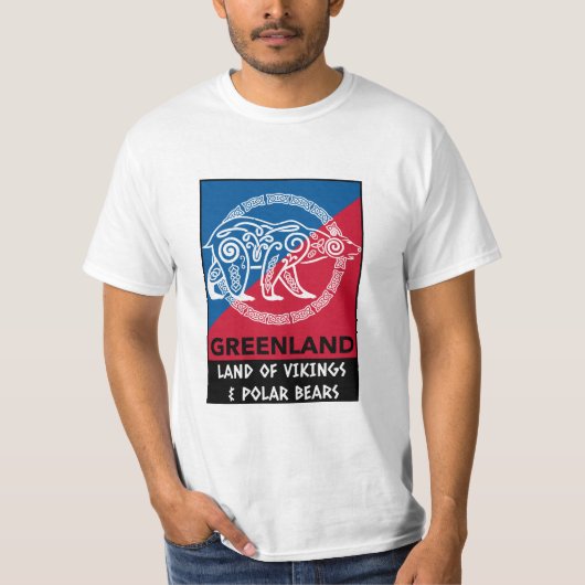 Groenland Vikingland & Polar Beer Blauw Rood T-shirt (Voorkant)