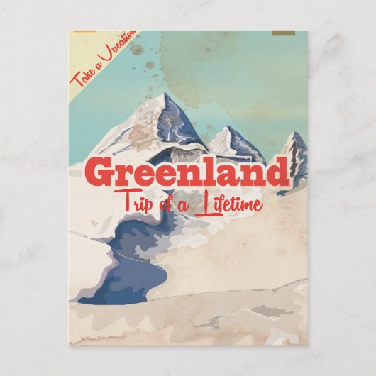 Groenland vintage reisposter briefkaart (Voorkant)