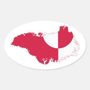 Groenland Vlag Kaart GL Ovale Sticker