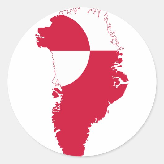 Groenland Vlag Kaart GL Ronde Sticker (Voorkant)
