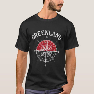 Groenland Vlag Tour Kompas Reizen Souvenir Groenl T-shirt