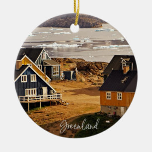 Groenlandse dorp, schilderachtig foto keramisch ornament