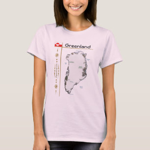Groenlandse kaart + vlag + titel T-shirt