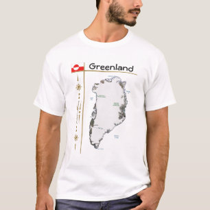 Groenlandse kaart + vlag + titel T-shirt