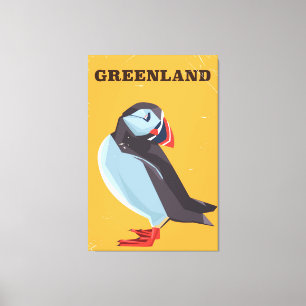 Groenlandse Papegaaiduiker vintage reisposter Canvas Afdruk