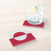 Groenlandse vlag glazen onderzetter (Schuin)