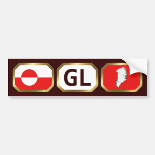 Groenlandse Vlag Kaart Code Bumpersticker