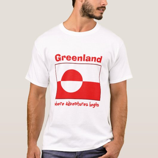 Groenlandse vlag + Kaart + Tekst T-shirt (Voorkant)