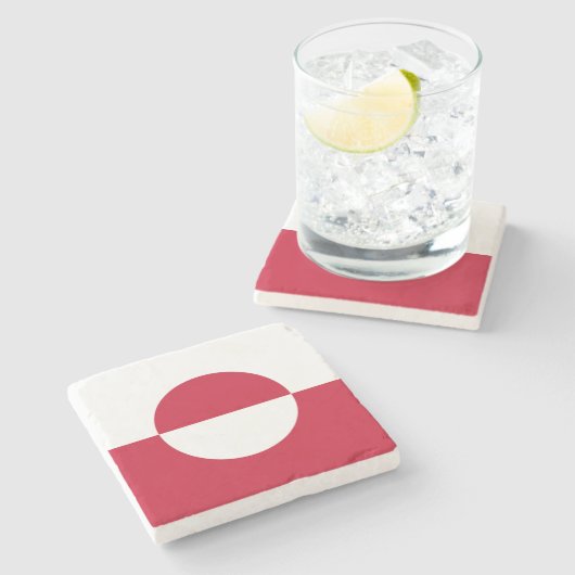 Groenlandse vlag stenen onderzetter (Zijkant)