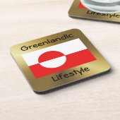 Groenlandse vlag + tekst Onderzetter (Linkerzijde)