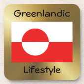 Groenlandse vlag + tekst Onderzetter (Voorkant)