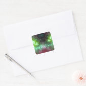 Groenogig monster vierkante sticker (Envelop)