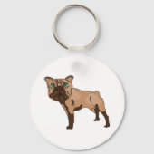 Groenogige Bulldog Bruine Hond Sleutelhanger (Voorkant)