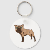 Groenogige Bulldog Bruine Hond Sleutelhanger (Achterkant)