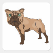 Groenogige Bulldog Bruine Hond Vierkante Sticker (Voorkant)