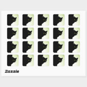 Groenogige Zwarte Kat Vierkante Sticker (Vel)