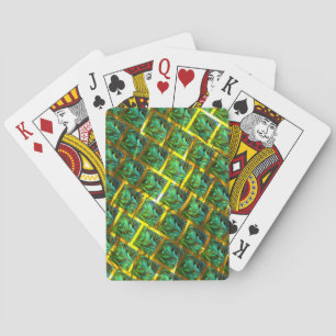 "Groenomhulde ogen", krassen en gouden raster Pokerkaarten