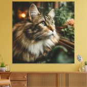 Groenoog Fluffy Tabby Canvas Afdruk (Insitu (Woonkamer))