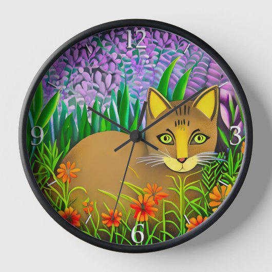 Groenoogkat in een bloementuin (Voorkant)