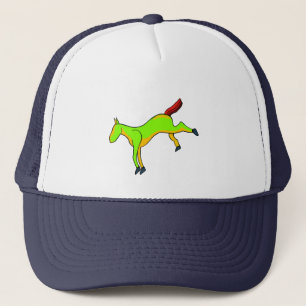 Groenpaard met rode tinten op de staart trucker pet