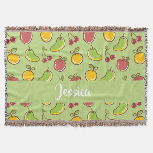 Groenpatroon verse zomervruchten deken (Voorkant)