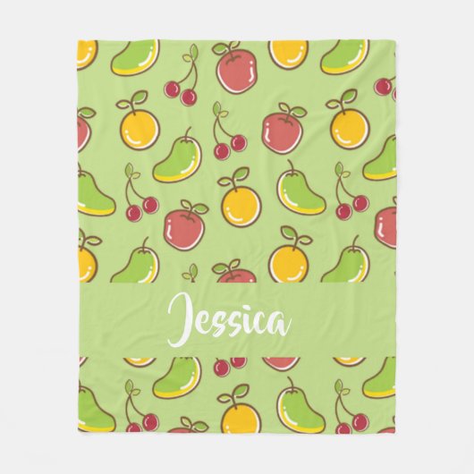 Groenpatroon verse zomervruchten fleece deken (Voorkant)