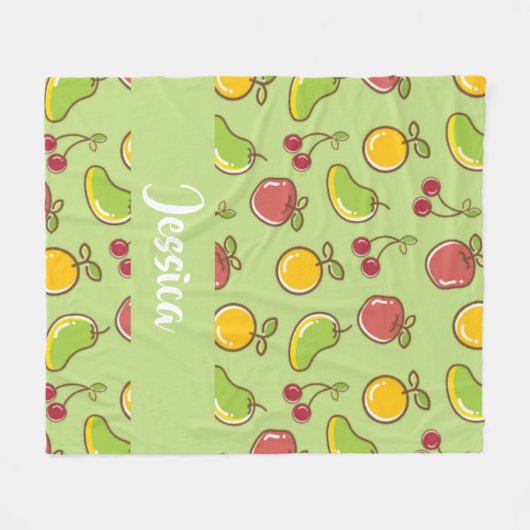 Groenpatroon verse zomervruchten fleece deken (Voorkant (Horizontaal))