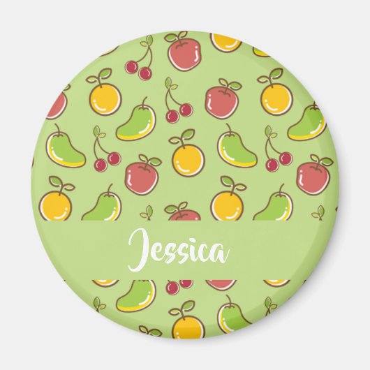 Groenpatroon verse zomervruchten magneet (Voorkant)