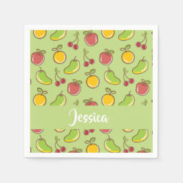 Groenpatroon verse zomervruchten servet