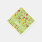 Groenpatroon verse zomervruchten servet (Hoek)