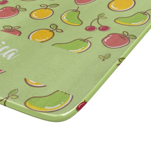 Groenpatroon verse zomervruchten snijplank (Hoek)