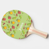 Groenpatroon verse zomervruchten tafeltennisbatje (Zijkant)