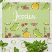 Groenpatroon verse zomervruchten theedoek (Gevouwen)