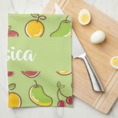 Groenpatroon verse zomervruchten theedoek (Quarter Fold)
