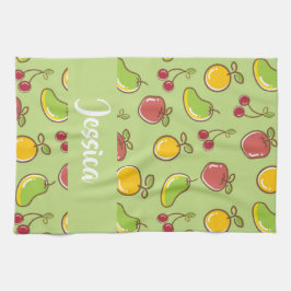 Groenpatroon verse zomervruchten theedoek