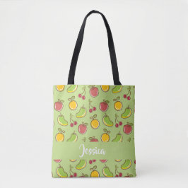 Groenpatroon verse zomervruchten tote bag